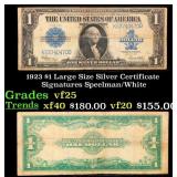 1923 $1 large size Silver Certificate Grades vf+ S