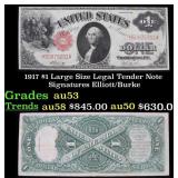 1917 $1 Large Size Legal Tender Note Grades Select