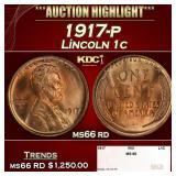 1917-p Lincoln Cent 1c ms66 rd SEGS