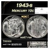 1943-s Mercury Dime 10c ms67 fsb SEGS