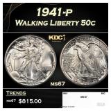 1941-p Walking Liberty Half Dollar 50c ms67 SEGS