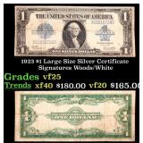 1923 $1 large size Silver Certificate Grades vf+ S