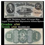 1869 $2 Large Size Legal Tender Note "Rainbow Note