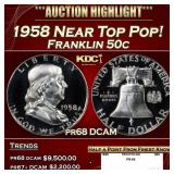 1958 Proof Franklin Half Dollar Near Top Pop! 50c