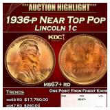1936-p Lincoln Cent Near Top Pop 1c ms67+ rd SEGS