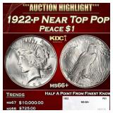 1922-p Peace Dollar Near Top Pop $1 ms66+ SEGS