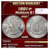 1891-p Morgan Dollar $1 ms65 SEGS