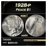 1928-p Peace Dollar $1 Grades ms63