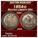1854-o Seated Half Dollar 50c ms63 USCG