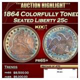 1864 Proof Seated Liberty Quarter Colorfully Toned