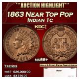 1863 Indian Cent Near Top Pop 1c ms66+ SEGS