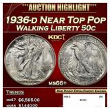 1936-d Walking Liberty Half Dollar Near Top Pop 50