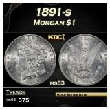 1891-s Morgan Dollar $1 Grades ms63