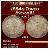 1884-s Morgan Dollar Toned $1 ms62+ USCG