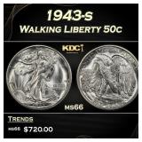 1943-s Walking Liberty Half Dollar 50c Grades ms66