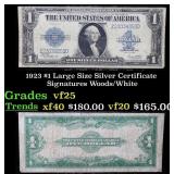 1923 $1 large size Silver Certificate Grades vf+ S