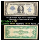 1923 $1 large size Silver Certificate Grades vf++