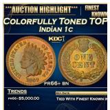 1869 Proof Indian Cent Colorfully Toned TOP POP! 1