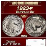 1923-p Buffalo Nickel 5c ms66 SEGS