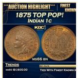 1875 Indian Cent TOP POP! 1c ms66 bn SEGS