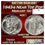 1943-s Mercury Dime Near Top Pop! 10c ms68 FSB SEG