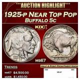 1925-p Buffalo Nickel Near Top Pop 5c ms67 SEGS
