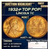 1932-p Lincoln Cent TOP POP! 1c ms67+ rd SEGS