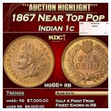 1867 Indian Cent Near Top Pop 1c ms66+ rb SEGS