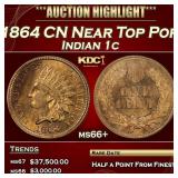 1864 CN Indian Cent Near Top Pop 1c ms66+ SEGS