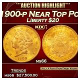 1900-p Gold Liberty Double Eagle Near Top Pop $20