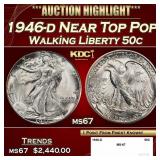 1946-d Walking Liberty Half Dollar Near Top Pop 50