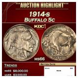 1914-s Buffalo Nickel 5c ms66 SEGS