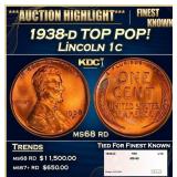 1938-d Lincoln Cent TOP POP! 1c ms68 rd SEGS