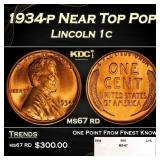 1934-p Lincoln Cent Near Top Pop 1c ms67 rd SEGS