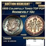1955 Proof Roosevelt Dime Colorfully Toned TOP POP