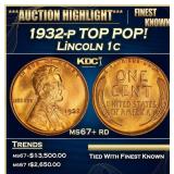 1932-p Lincoln Cent TOP POP! 1c ms67+ rd SEGS