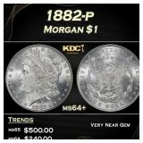 1882-p Morgan Dollar $1 Grades ms64+