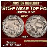 1915-p Buffalo Nickel Near Top Pop! 5c ms67 SEGS