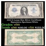 1923 $1 large size Silver Certificate Grades vf++