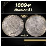 1889-p Morgan Dollar $1 Grades ms62+