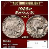 1926-p Buffalo Nickel 5c ms66+ SEGS