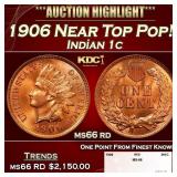 1906 Indian Cent Near Top Pop! 1c ms66 rd SEGS