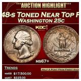 1948-s Washington Quarter Toned Near Top Pop 25c m
