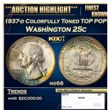 1937-d Washington Quarter Colorfully Toned TOP POP