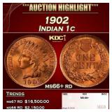 1902 Indian Cent . 1c ms66+ rd SEGS
