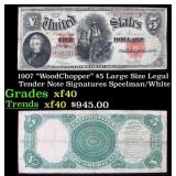1907 $5 Large Size Legal Tender Note "WoodChopper"