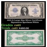1923 $1 large size Silver Certificate Grades Selec