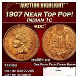 1907 Indian Cent Near Top Pop! 1c ms66+ rd SEGS