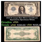 1923 $1 large size Silver Certificate Grades vf+ S