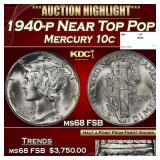1940-p Mercury Dime Near Top Pop! 10c ms68 FSB SEG